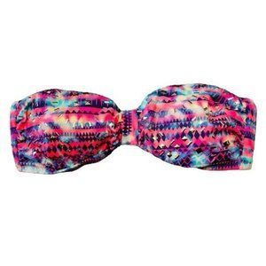VS PINK Strapless Neon Bikini Top Multicolor S/P